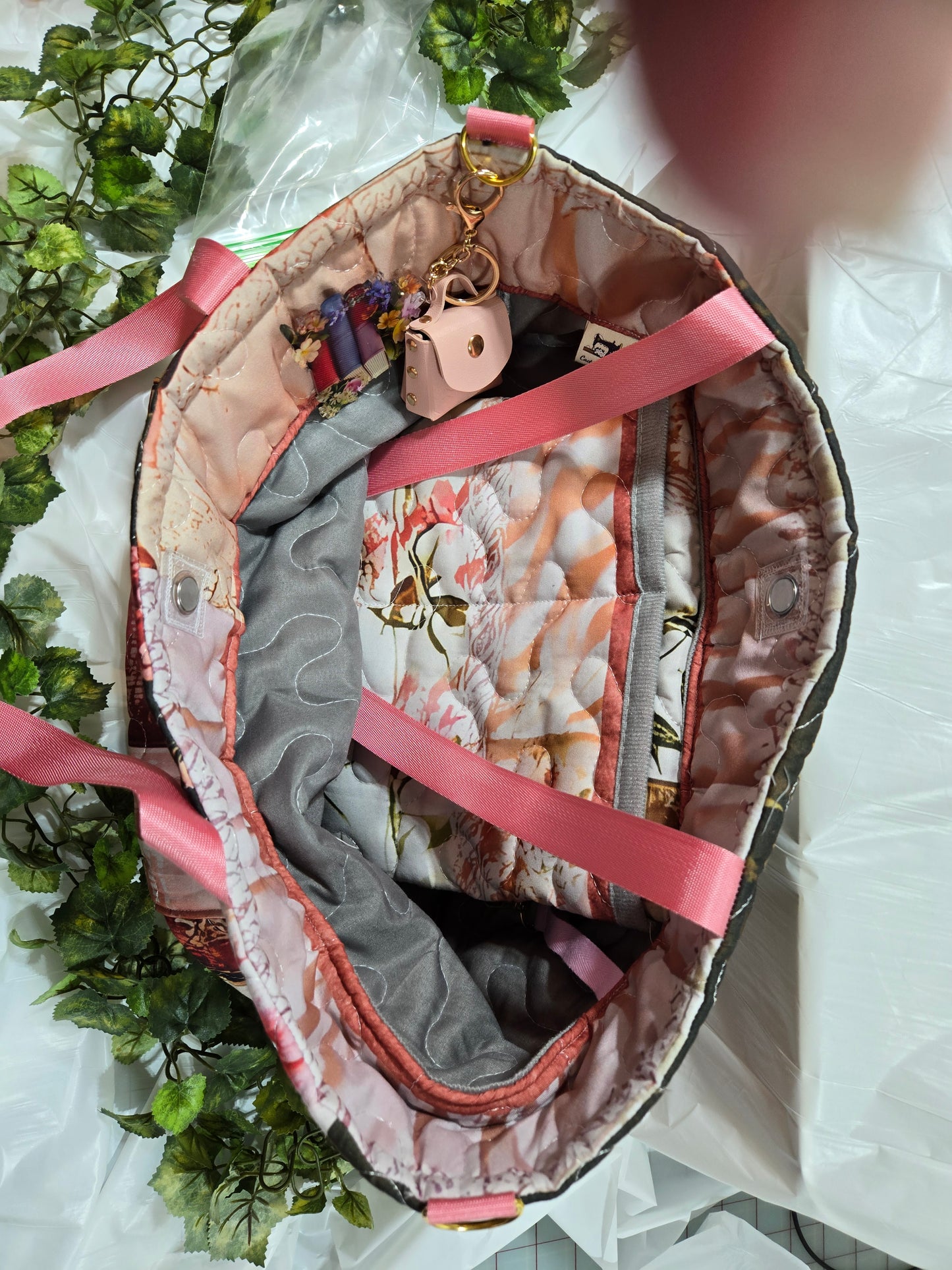 Through Rose Colored Pages Large Crossbody Tote