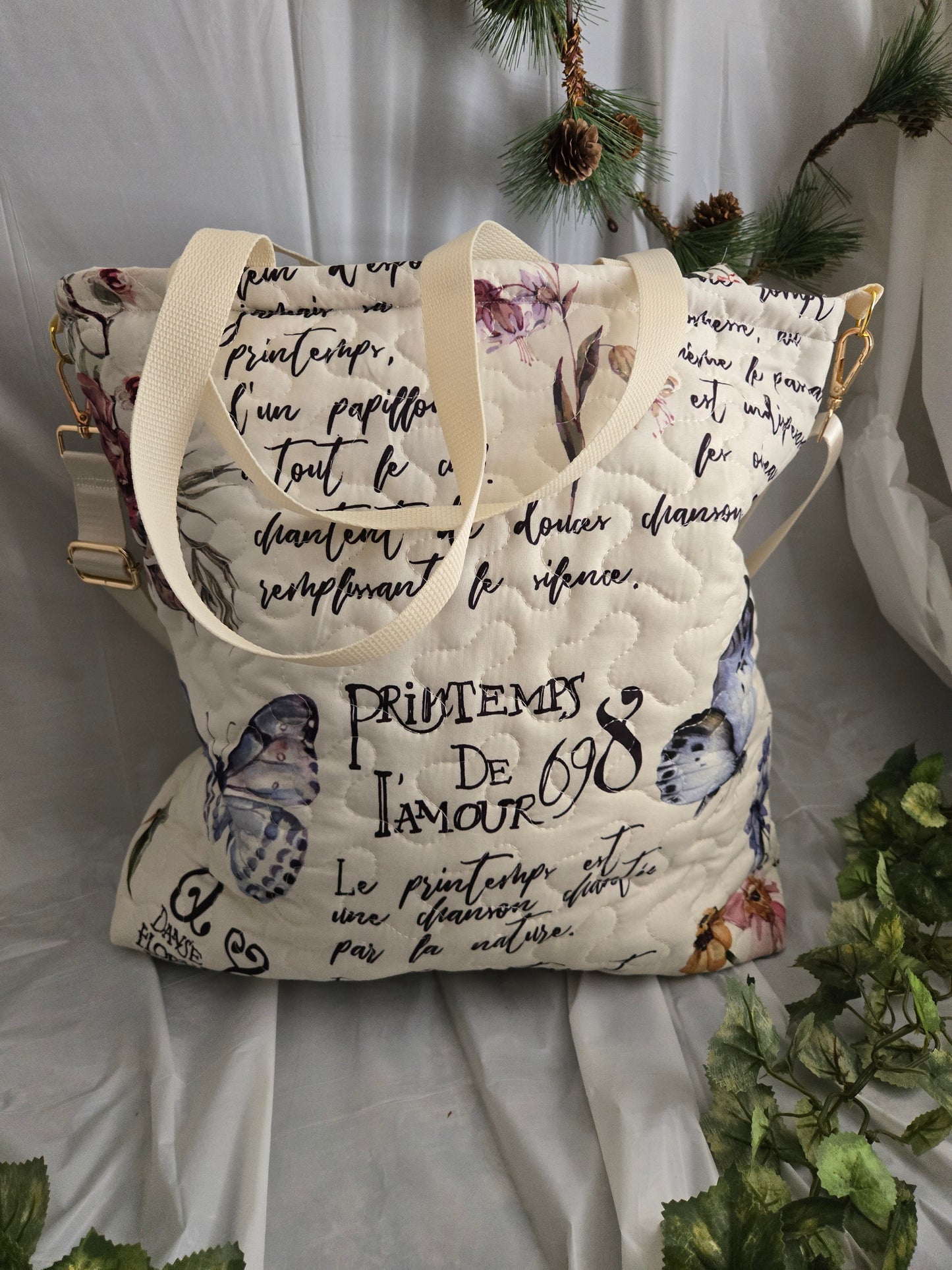 Parisian Butterfly Large Crossbody Tote