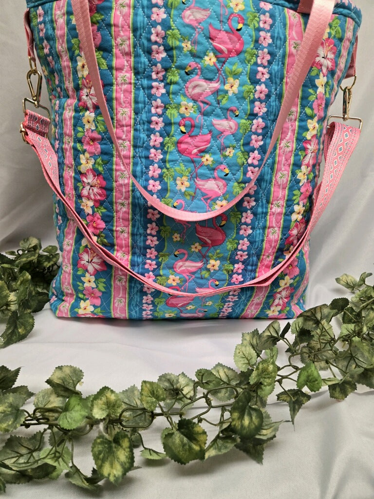 Florida's Flamingos Large Crossbody Tote