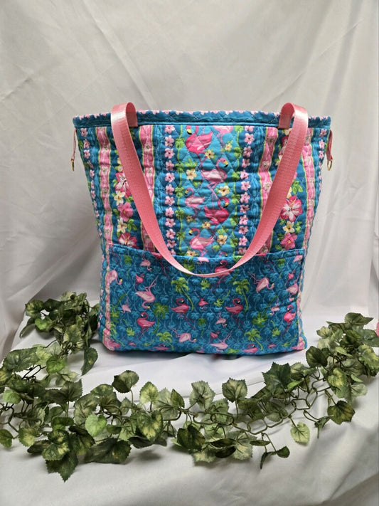 Florida's Flamingos Large Crossbody Tote