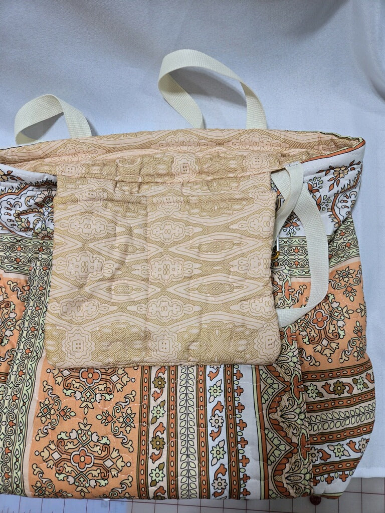 Classic Golden Quilted Tote Bag