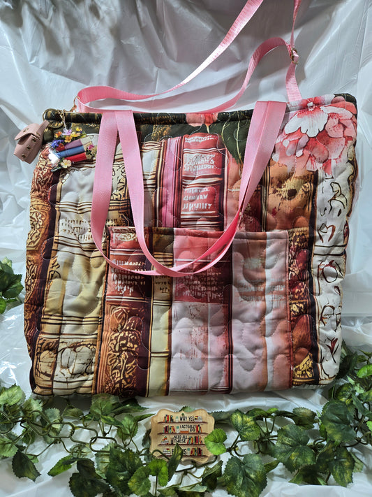 Through Rose Colored Pages Large Crossbody Tote