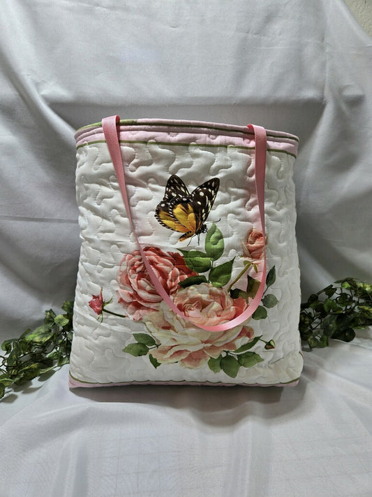 Butterfly Garden Quilted Tote Bag