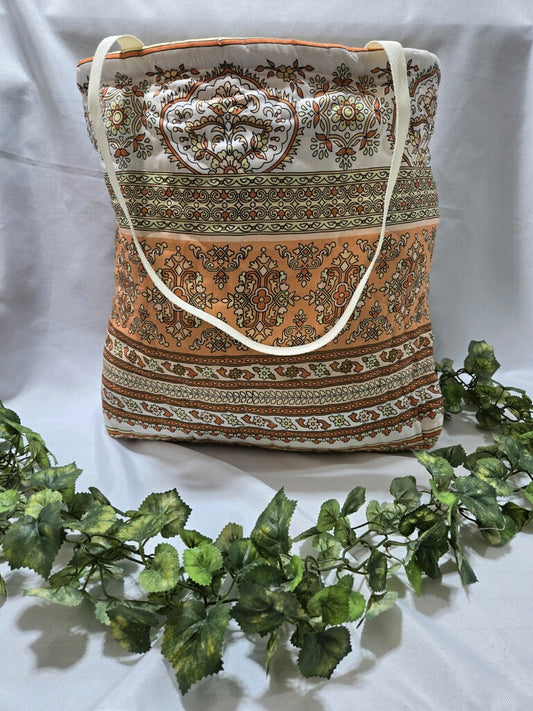 Classic Golden Quilted Tote Bag